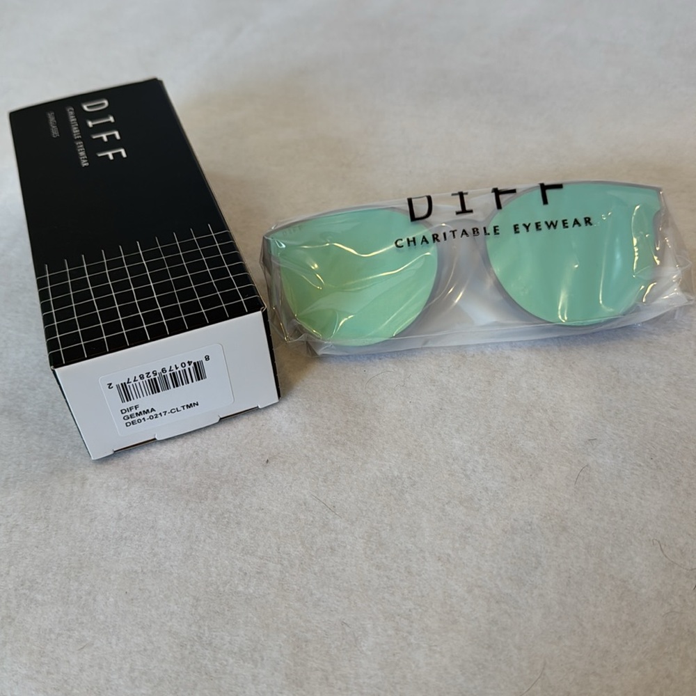 DIFF Eyewear Gemma Clear Crystal Teal Mirror Sunglasses Women's oversized